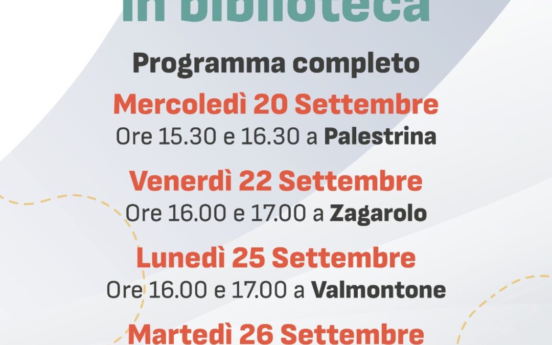 ESPLORIAMO EMOZIONI LEGGENDO…” SECONDA PARTE DEL CALENDARIO DELLE LETTURE NELLE BIBLIOTECHE DEL SISTEMA